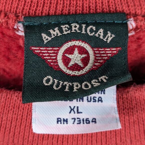 American Outpost Sweatshirt XL Red Embroidered Logo Made in USA Cotton Blend - Picture 3 of 5